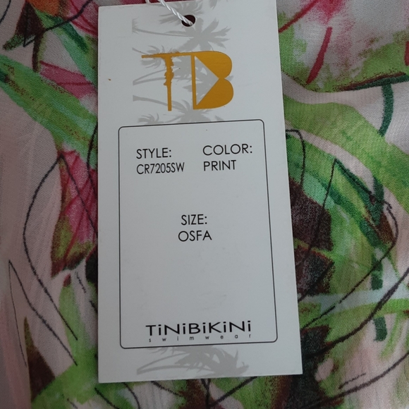 TiniBikini Tropical Print Pink Fringe Wrap/Cover Up NWT - Picture 7 of 9